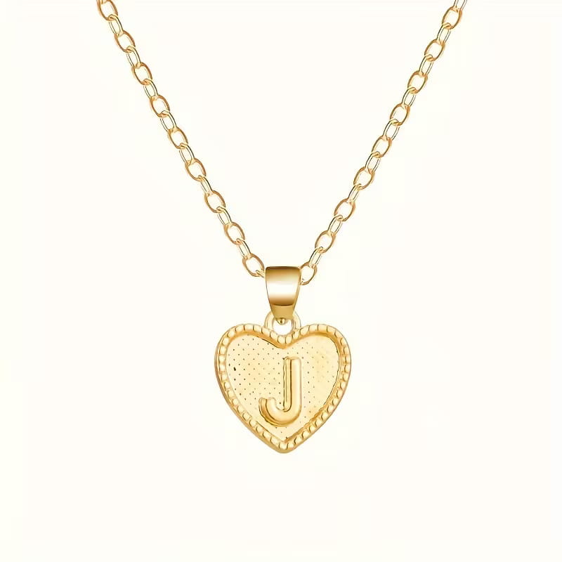Gold Heart Initial Necklace for Women Stainless Steel Letter Pendant Necklace Personalized Alphabet Jewelry