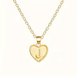 Gold Heart Initial Necklace for Women Stainless Steel Letter Pendant Necklace Personalized Alphabet Jewelry