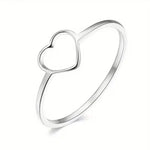 Minimalist Heart Ring – Stainless Steel Open Heart Band Ring for Women, Dainty Everyday Stackable Jewelry