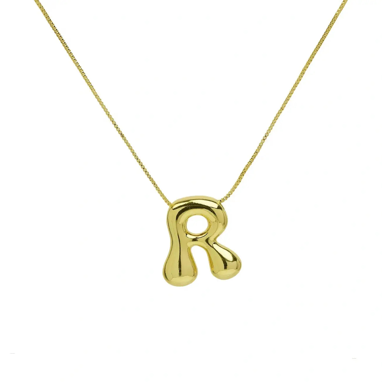 Bubble Letter Pendant Necklace in Stainless Steel – Trendy Minimalist Initial Jewelry for Everyday Style