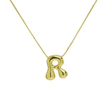 Bubble Letter Pendant Necklace in Stainless Steel – Trendy Minimalist Initial Jewelry for Everyday Style