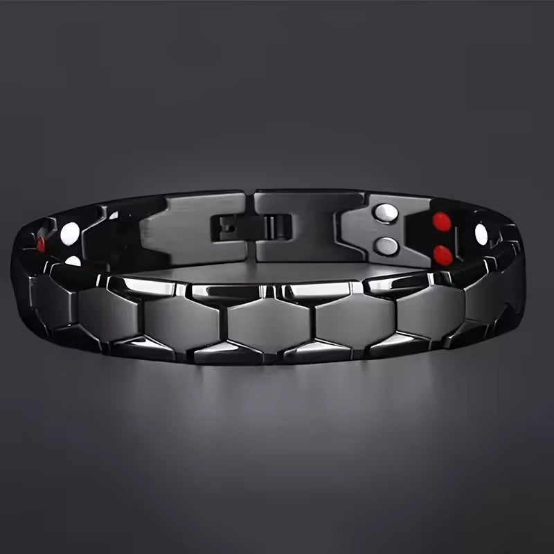 Hex Link Magnetic Bracelet with Modern Two-Tone Style