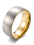 Brushed Matte Titanium Steel Band Ring with Black, Gold, or Blue Interior – Minimalist Men's Wedding Ring