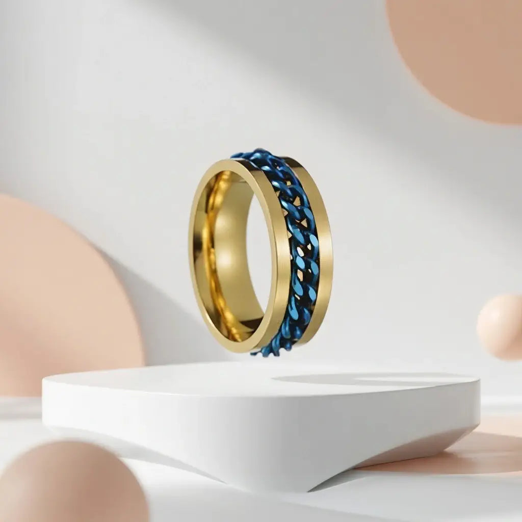 Gold Spinner Chain Ring – Stainless Steel Statement Band