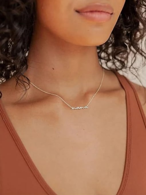 Dainty Mama Necklace in Gold or Silver – Minimalist Titanium Steel Pendant for Moms, Everyday Wear