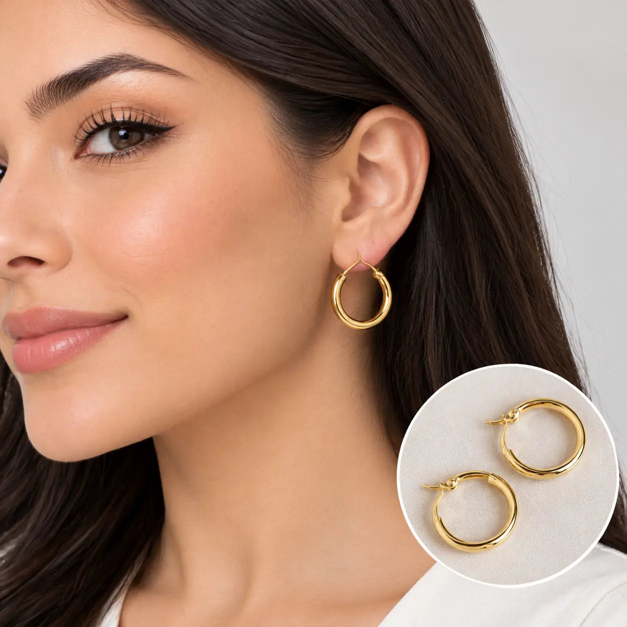Sterling Silver 925 Hollow Hoop Earrings – Minimalist Lightweight Round Hoops in Silver & Gold Tones