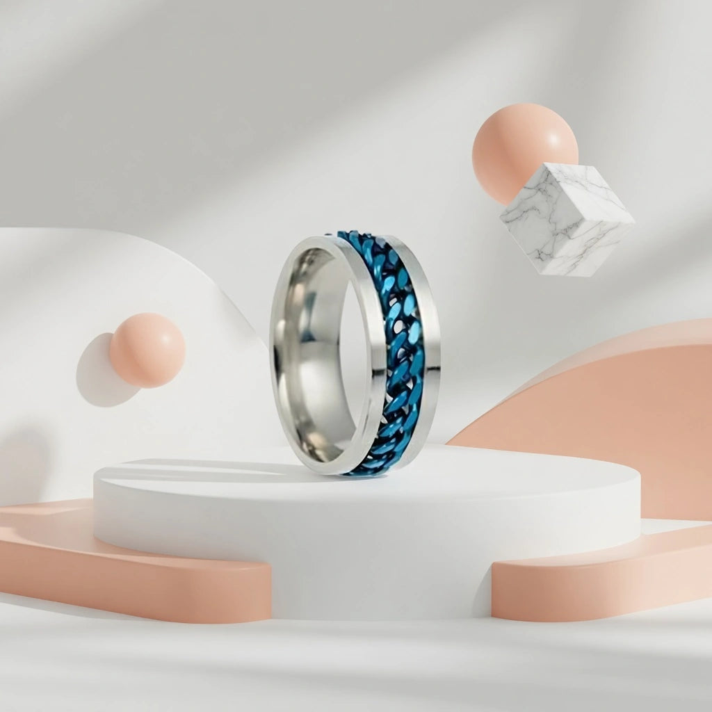 Silver Spinner Chain Ring – Stainless Steel Punk Band