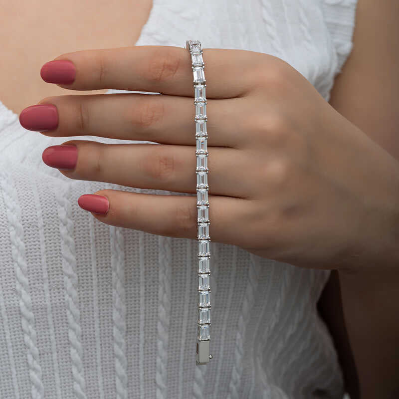 Baguette CZ Tennis Sterling Silver Bracelet with Timeless Sparkle