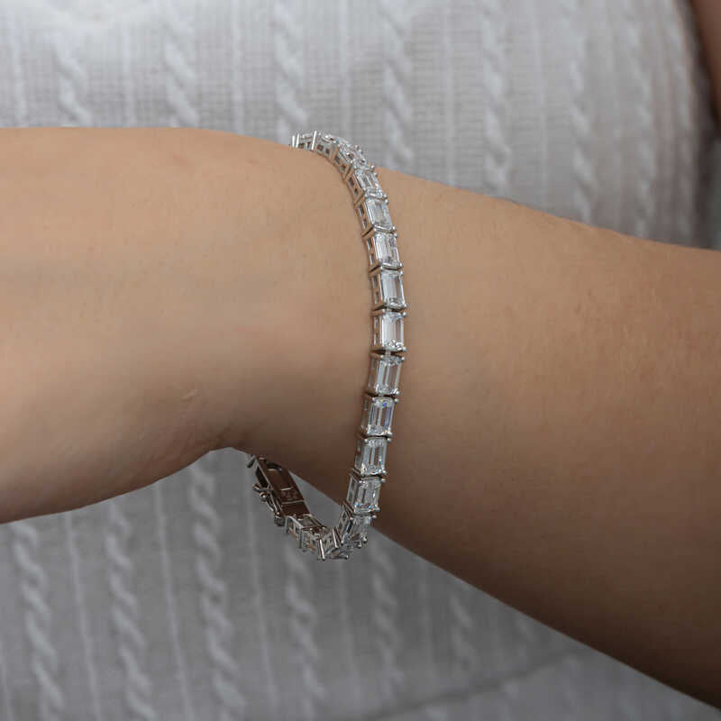 Baguette CZ Tennis Sterling Silver Bracelet with Timeless Sparkle