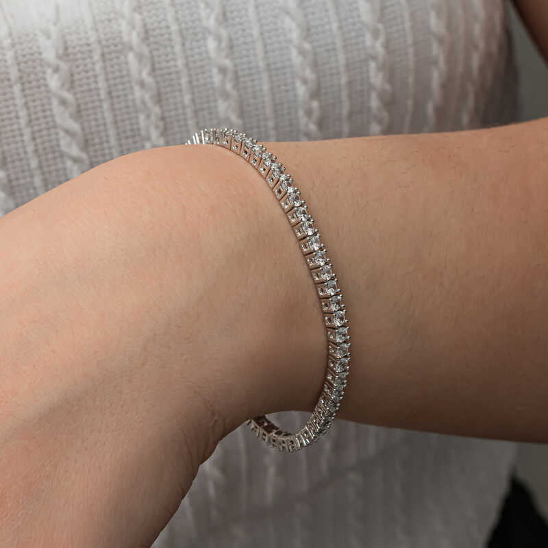 3.5mm Round CZ Classic Tennis Sterling Silver 925 Bracelet