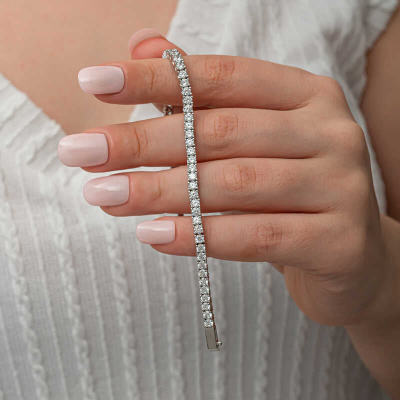 3.5mm Round CZ Classic Tennis Sterling Silver 925 Bracelet