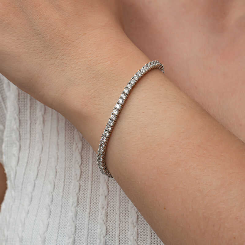 3.5mm Round CZ Classic Tennis Sterling Silver 925 Bracelet