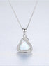 925 Sterling Silver Triangle Opal Halo CZ Pendant Necklace – Blue, Light Blue, White, Dark Green, Light Green