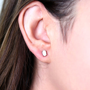 Opal Oval Solitaire Stud Sterling Silver Earrings