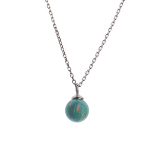 Sphere Opal Sterling Silver Necklace