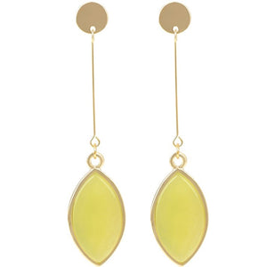 Teardrop Yellow Gold Plated Acetate Dangling Earrings