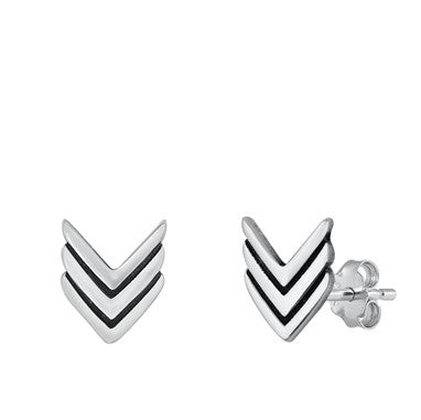 Chevron Sterling Silver Rhodium Plated Earrings