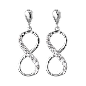 Hanging Infinity Sterling Silver Rhodium Plated Earrings