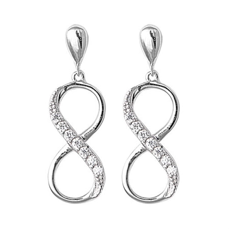 Hanging Infinity Sterling Silver Rhodium Plated Earrings