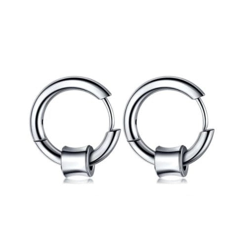 Concave Cylinder Titanium Huggie Earrings