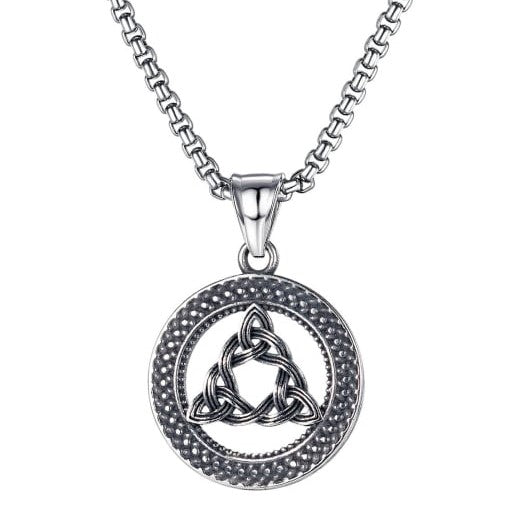Circular Enclosed Trinity Knot Titanium Steel Necklace