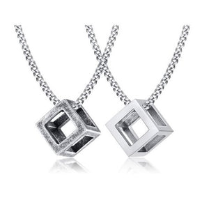 Hollow Cube Stainless Steel Necklace