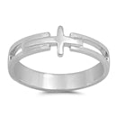 Inline Horizontal Cross Rhodium Plate Sterling Silver Ring