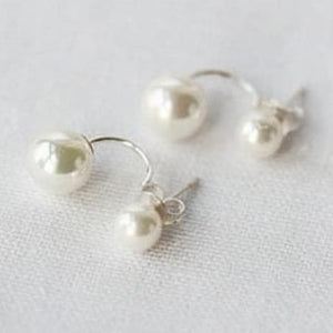 Double Pearl Wrap Around Sterling Silver Earrings