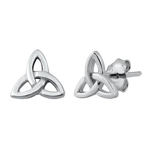 Trinity Triangle Sterling Silver Rhodium Plated Earrings