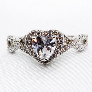Heart Halo with Paved Infinity CZ Sterling Silver Ring
