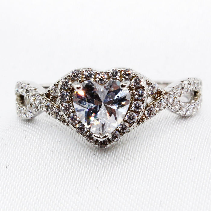 Heart Halo with Paved Infinity CZ Sterling Silver Ring
