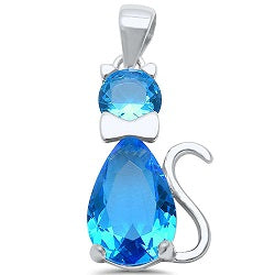 Colorful Sitting Cat( kitty) Sterling Silver 925 with Swarovski Crystals