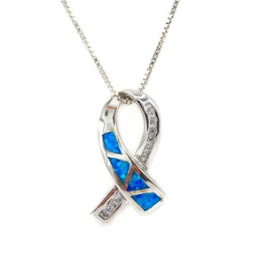 Cancer Ribbon Opal Necklace