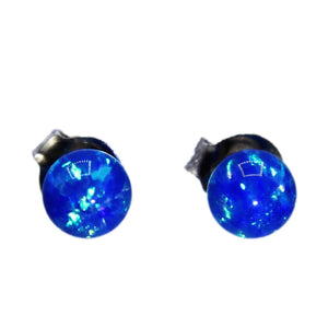 Opal Sphere Sterling Silver Stud Earrings