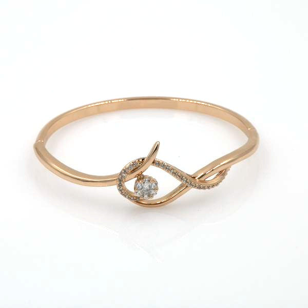 Rose Gold Cubic Zirconia Floral Bangle