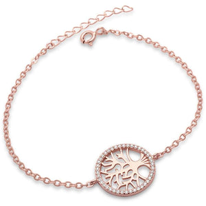 Micro Paved Tree of Life Sterling Silver Bracelet