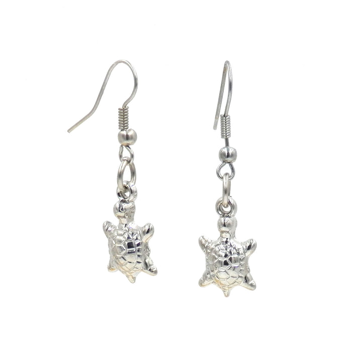 Silver Turtle Dangling Earrings