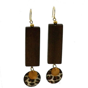 Leopard Print Wooden Dangling Earrings