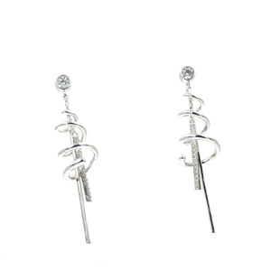Rhodium Spiral Dangling Earrings