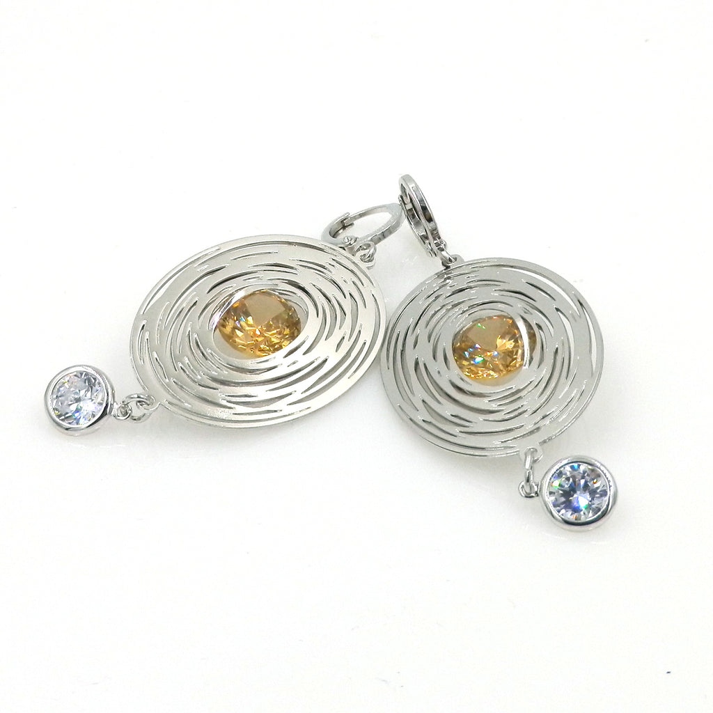 Rhodium Oval Maze Earrings
