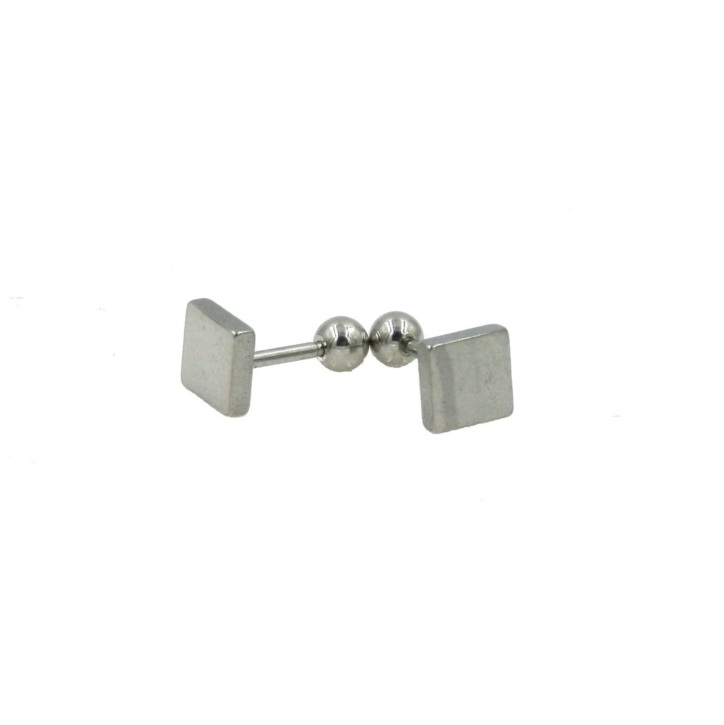 Stainless Steel Square Screw-on Earrings