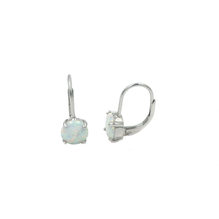 Opal Round Leverback Earrings
