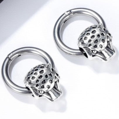 Leopard Vintage Titanium Huggie Earrings