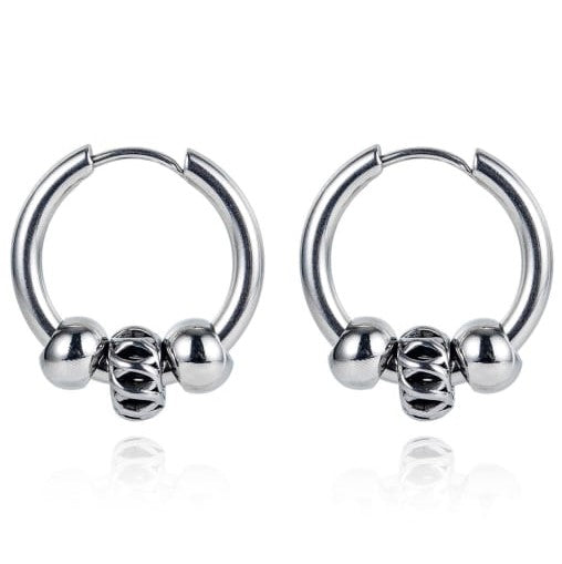 Vintage Beads Titanium Huggie Earrings