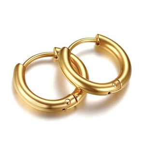 Cylindrical Huggie Hoop Stainless Steel Earrings