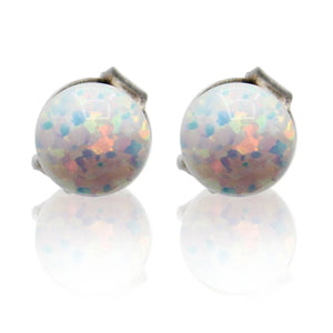 Opal Sphere Sterling Silver Stud Earrings