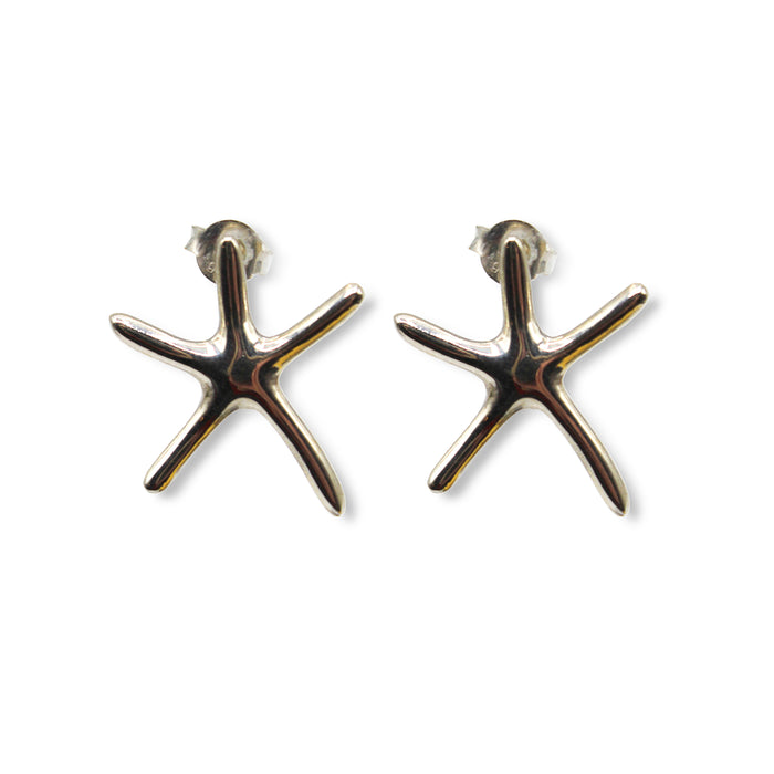 Plain Starfish Sterling Silver Stud Earrings