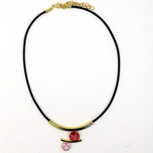Double CZ Gold Plated Corded Necklace