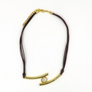 CZ Gold Plated Multi-Corded Necklace