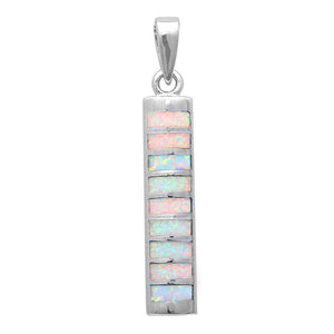 Opal Vertical Bar Sterling Silver Necklace